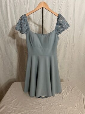 City Studio Powder Blue Off-Shoulder Skater Dress